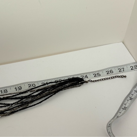 Elegant Multi-Strand Black and Silver Beaded Necklace - Picture 7 of 7